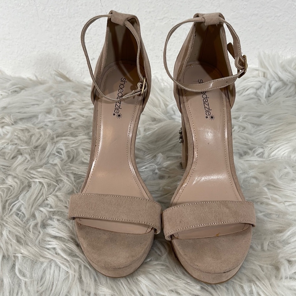 Shoe Dazzle Alisha Crystal Embellished Block Heel Platform Size 9.5 - Picture 3 of 12